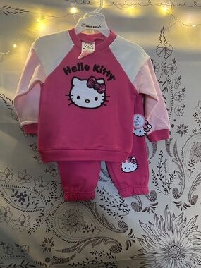Hello Kitty Hot Pink and White Raglan Sweat Set